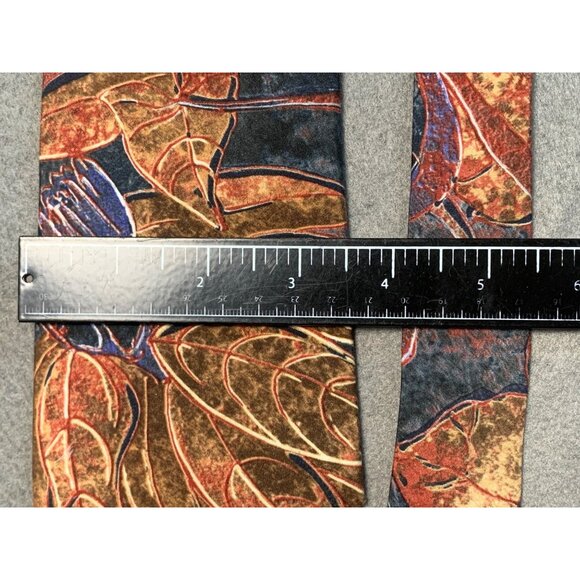 Adams Row Mens Tie Microfiber Red Brown Leaf Pattern Necktie - Picture 2 of 5